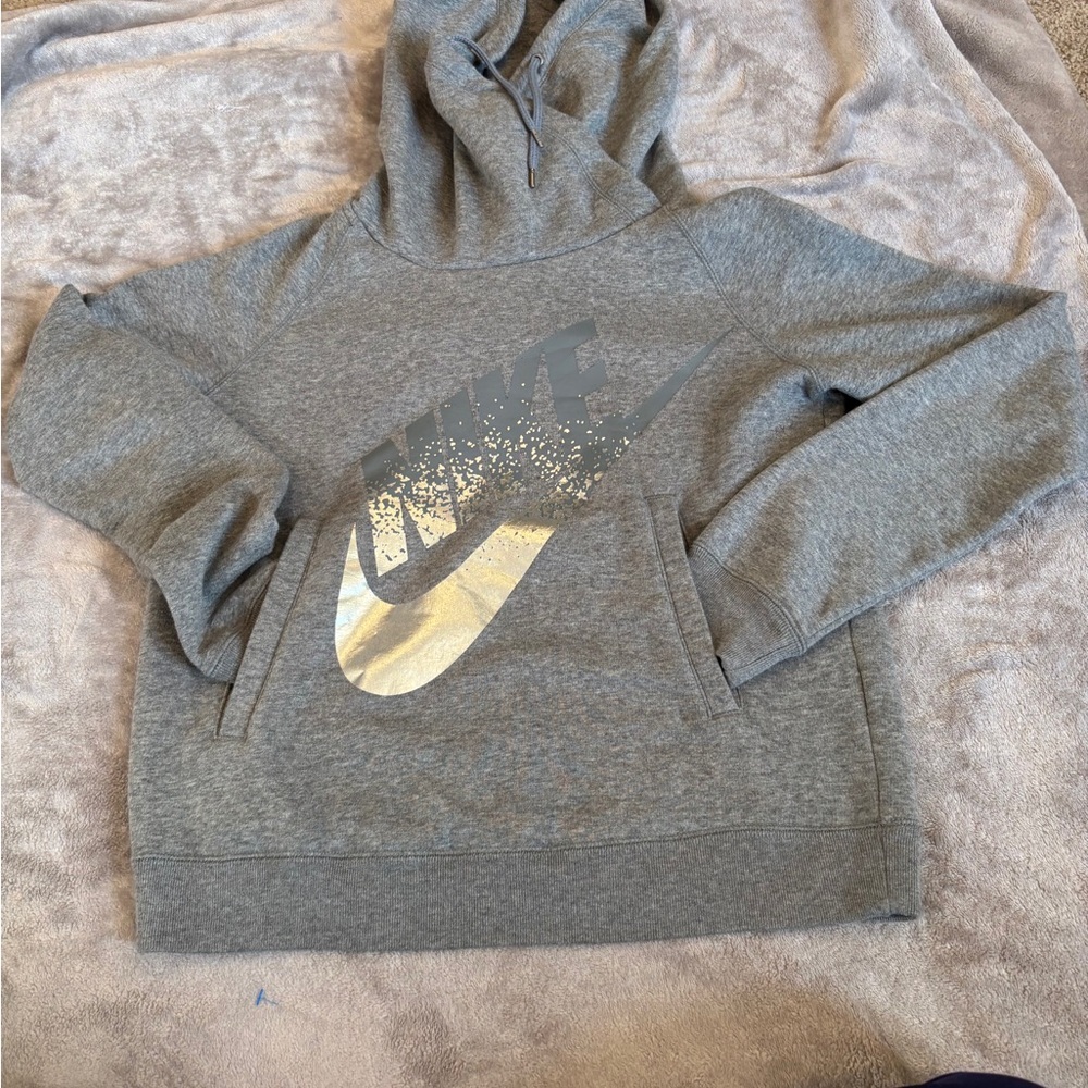 Nike Gray Hoodie with Silver Logo